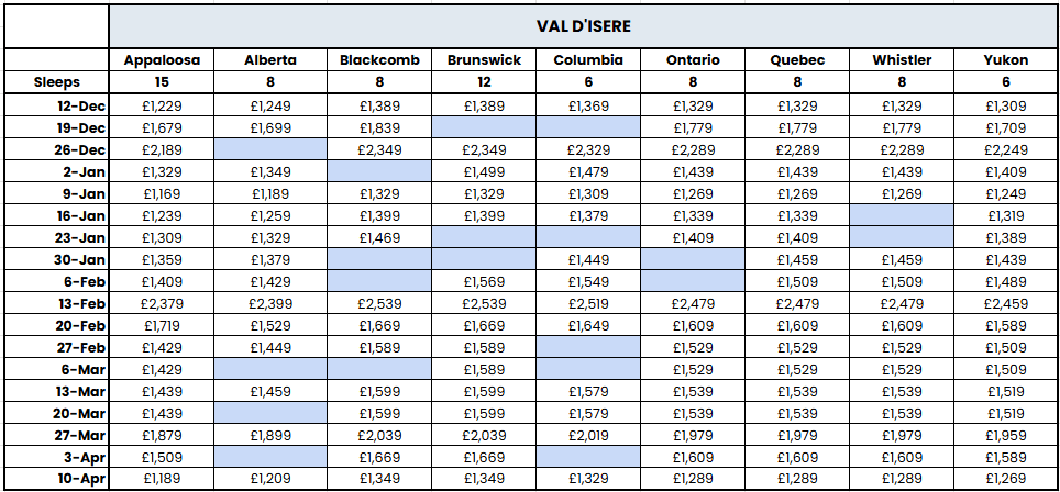 2026/27 Ski Vertigo Pricing